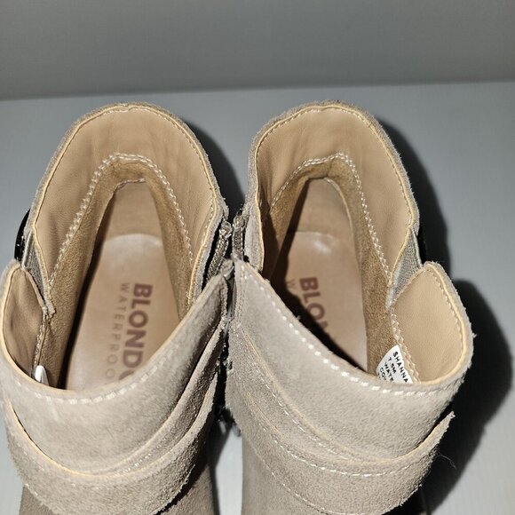 NEW Blondo Shanna Ankle Bootie Womens 7.5 Mushroom Taupe Suede Waterproof Moto - Picture 9 of 13